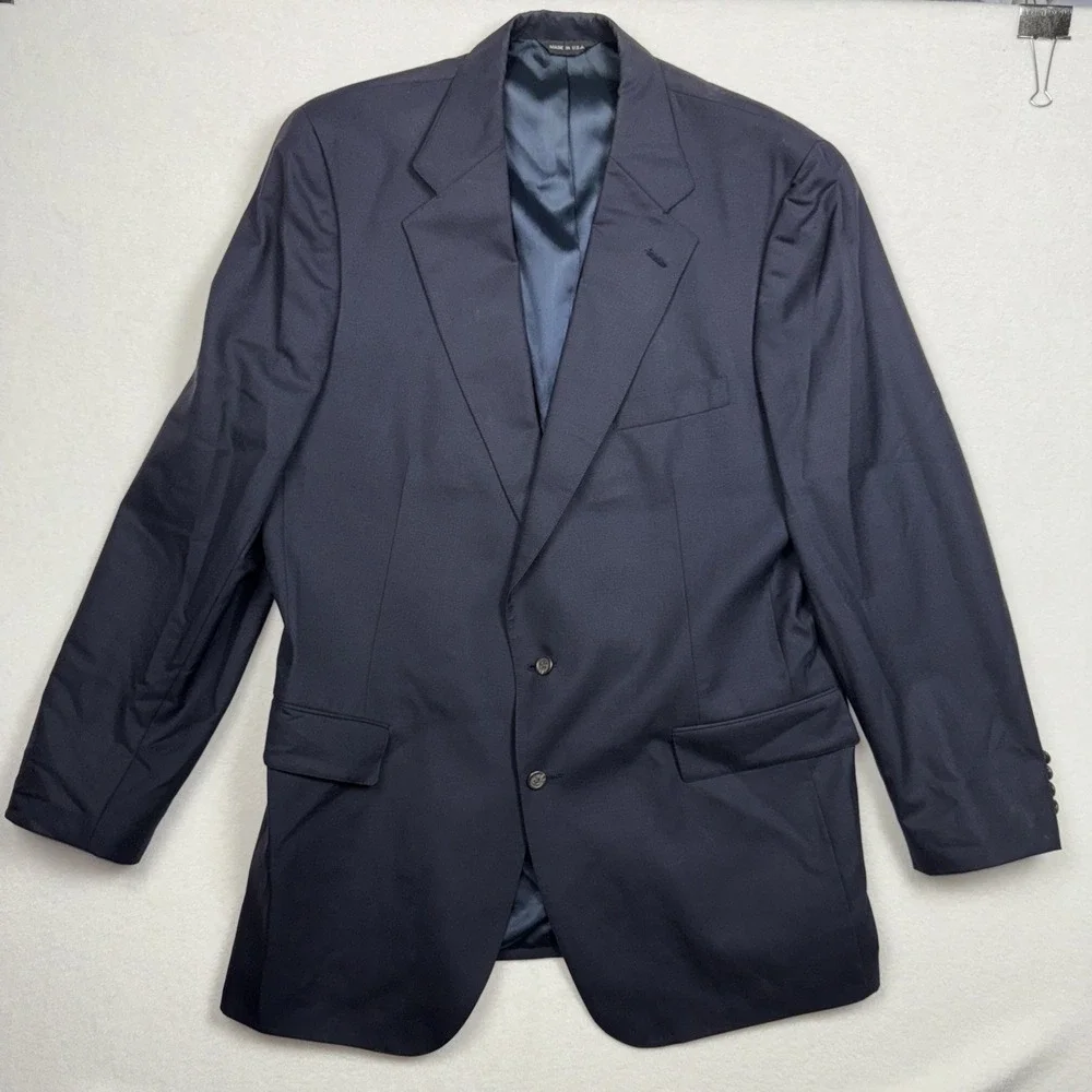 Polo University Club Ralph Lauren Navy Blue Wool Blazer Suit Jacket Mens 44L
